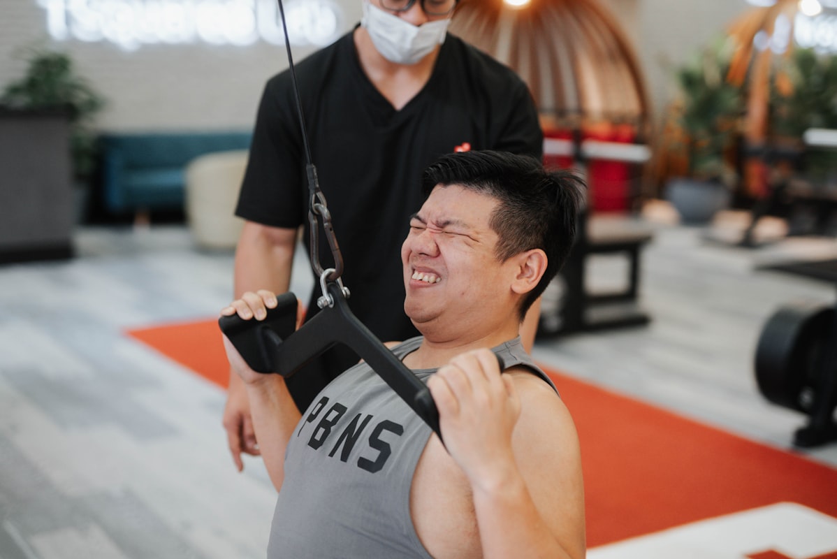 Mature man performing recovery exercise